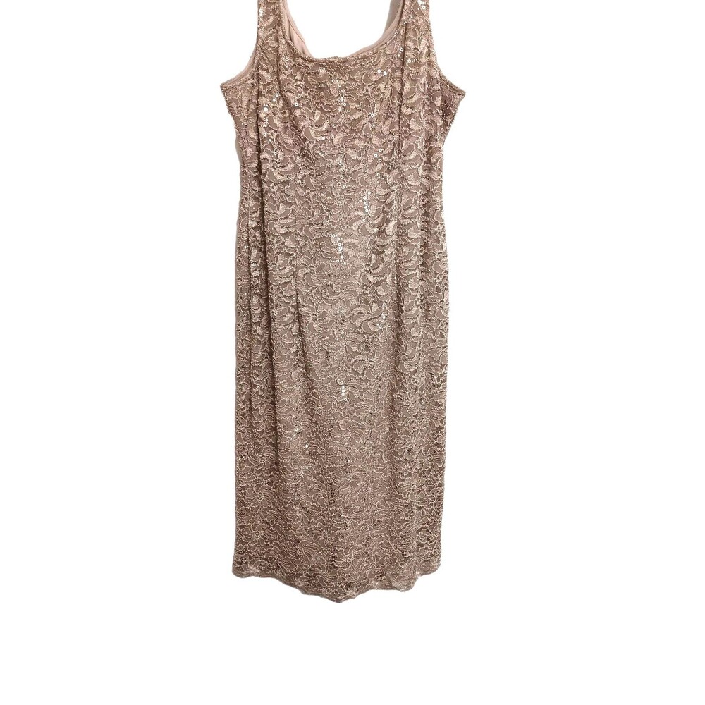 Alex Evenings Sz 16 Sequin Lace Sheath Cocktail Dress 2 pc set DRESS ONLY Taupe